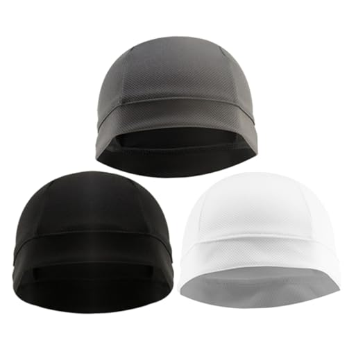 Yardenfun 3pcs Cycling Cap Liner Windproof Helmet Sweat Wicking Liner Quick Dry Sports Inner Cap Comfortable for Helmets Black
