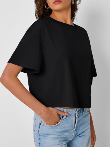 Trendy Queen Womens Crop Tops Oversized Workout Tshirts Short Sleeve Tees Summer Spring 2025 Casual Trendy Fashion Clothes3