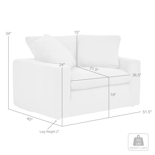 Sillón Tapizado Oversized Confortable Blanco miniatura 3