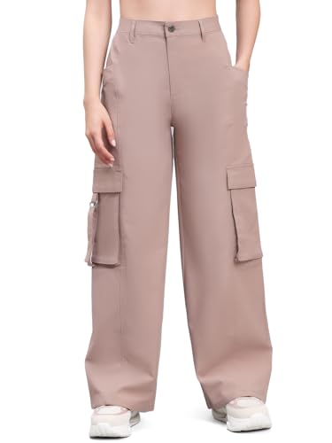 Image of GO COLORS Mostlysane Collection Polyester Cargo Pant for Women | Lightweight, Mid Rise, 4 Pockets