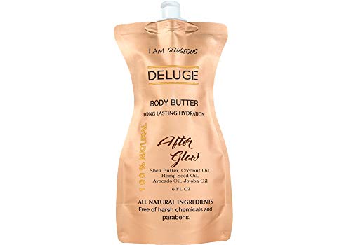 Deluge After Glow Shea Butter With Hemp Seed Oil | Avocado Oil, Jojoba Oil And, Coconut Oil For Skin, Body Butter For Women | Long-Lasting Hydration, Natural Formula For A Glowing & Soft Skin | 6Fl Oz | #TOP6