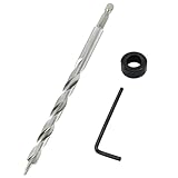 Kyuionty 3/8 Inch Pocket Hole Drill Bit, 1/4 Inch Hex Shank Replacement Twist Step Drill Bit with Depth Stop Collar for Manual Pocket Hole Guide Jig Master System (6.7 Inch Length)