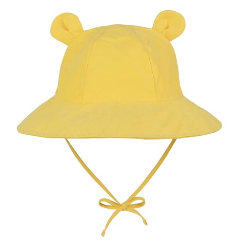 Zando Wide Brim Baby Sun Hats - Sun Protection Baby Bucket Hats with Bear Ears Yellow L