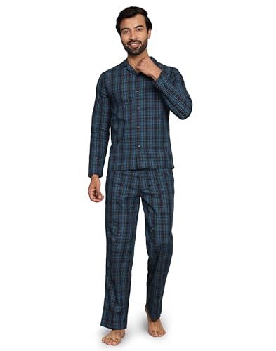 Image of B STORIES Men's 100% Cotton Full Sleeve PJ Set - Checkered Nightwear Set | Soft Loungewear | Comfortable Sleepwear | Stylish Casual Home Wear Shirt & Pant (S-XXL)