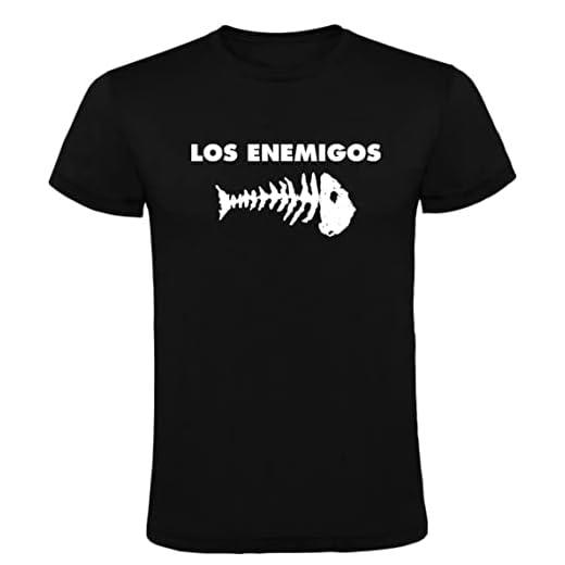Camiseta Negra con Logotipo de Los Enemigos Hombre 100% Algodón Tallas S M L XL XXL Mangas Cortas (XL)