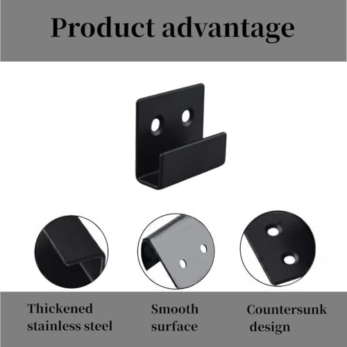Image of TileDisplay Wall Hanger, 8 Pcs Stainless Steel Wall Mount Brackets Hook, Heavy Duty Tile Hanger for Mirrors, Picture Frame Ceramic Wall Display (Black Inner Width 10mm /0.39 inch)