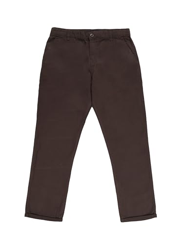 Image of KiddoPanti Boys 100% Cotton Twill Chinos Pant | Comfortable Regular Fit | 2 Side Pocket, 2 Back Pocket | Ankle Length | Back Elasticated Waistband with Button Zip Open Fly
