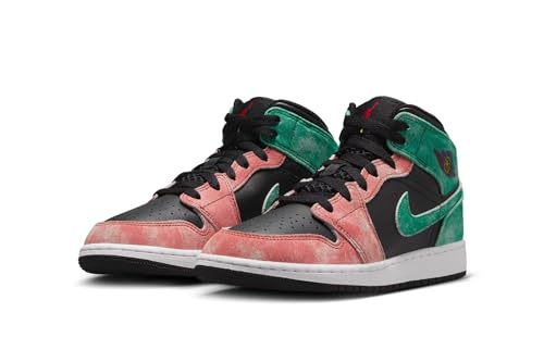 Jordan Big Kid's 1 Mid SE MJ's Playground Blk/Green-Dune Red (FQ1292 003) - 52