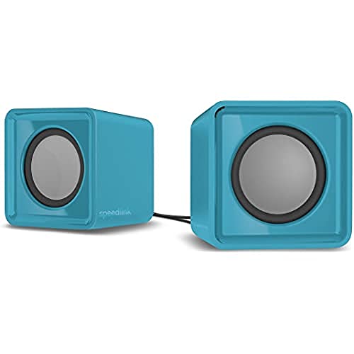 Speedlink TWOXO Stereo Speakers - USB Lautsprecher mit Stereo Sound und Klinkenstecker für Büro/Home Office (5W RMS Ausgangsleistung) für Gaming/Musik/PC/Notebook/Laptop, türkis