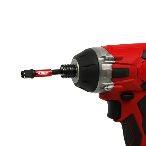 Image of ARES 22027 2-in-1 Impact Bit & Socket Adapter Set - 3-In & 8-In | Holds Standard 1 /4-In Hex Bits & 3 /8-In Drive Sockets; Spinning Sleeve Stabilizes