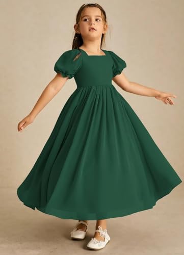 JISISANG Dresses for Girls Long Chiffon Flower Girl Dress Bridesmaid for Wedding with Sleeve Fromal Kid Dress for Teens3