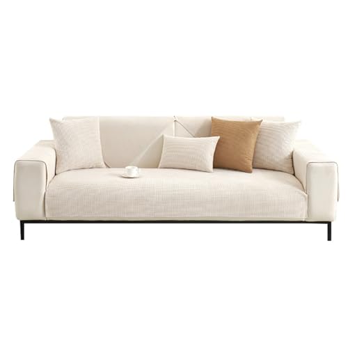 Housse canapé 1 pièce extensible velours avec couvre coussin salon - 3