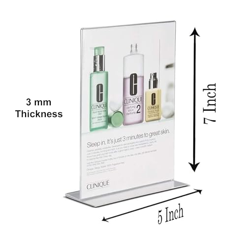Image of Shuban Acrylic Sign Holder Table Sign Holder Double Sided T Shape Clear Plastic Desktop Display Holder Vertical Menu Stand Sign Holders for School, Office, Hotel, Party (05 X 7 Inch -2Pcs)