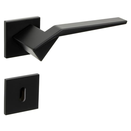 Gedotec Garniture de poignée noire mate [BB - Oval] 1x Ferrure Rosace angulaire I Poignées Portes intérieures PALADIN I Pour épaisseur 35-47 mm