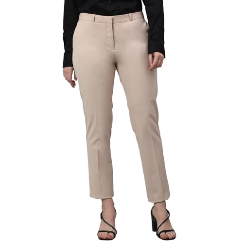 Image of Cantabil Solid Non Pleated Regular Fit Mid Rise Formal Trouser for Women | Formal Pants for Women | Formal Wear Regular Fit Trouser for Women (P LTRF00005)