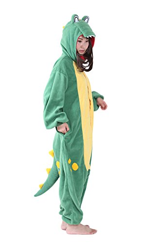 Unisex Adult Green Crocodile Pyjamas Halloween Costume One Piece Animal Cosplay Onesie Small
