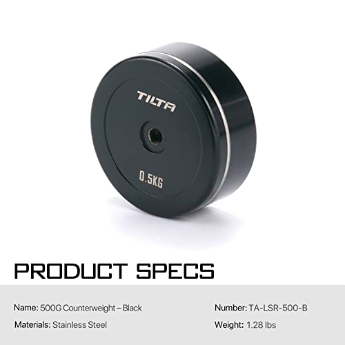 Tilta 500G Gegengewicht für leichtes Schulter-Rig für DSLR-Kamera, Camcorder, schwarz TA-LSR-500-B