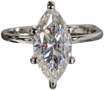 Santosh-Enterprises -3Ct Marquise Cut Lab Created Diamond Solitaire Woman's Engagement Ring 14K White Gold Finish