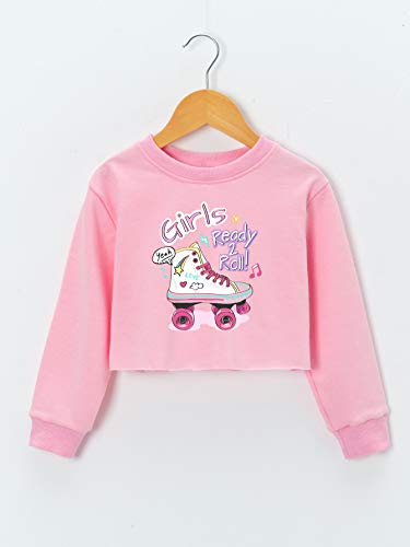 G-Amber Girls Crop Tops for Kids Sweatshirt Funny Letters Long Sleeve Fashion Pullover2