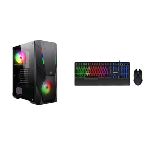 Image of Ant Esports ICE-211TG Mid Tower Computer Case I Gaming Cabinet I Mesh Panel with ARGB Strip Front Pa