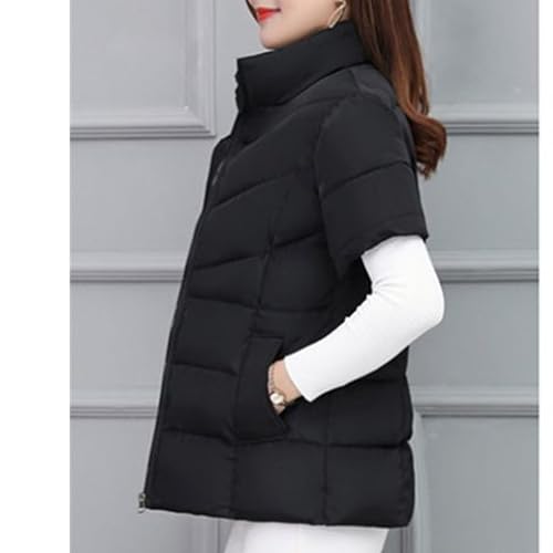 JEsilunmaMY Women's Short Sleeve Crop Puffer Vest Stand Collar Thick Down Coats with Pocket Winter Coat Warm Padded Jacket2