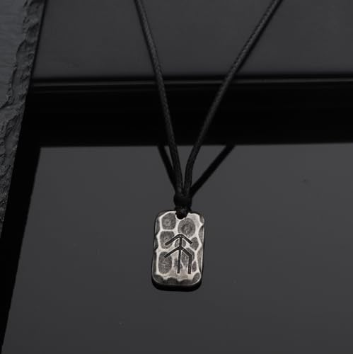 Image of Ankiyabe Stainless Steel Norse Viking Rune Pendant with Adjustable Braided Rope Good Luck /Love /Strenght /Health Viking Symbol Necklace for Men Women