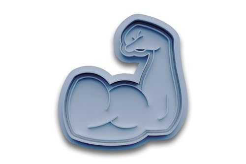 Bizeps Keksausstecher 2-teilig – Schwarz – Muskelarm Ausstechform mit Prägung – PLA 3D-Druck – Keksform für Fitnessfans, Bodybuilder & Sportbegeisterte – Geschenkidee für Trainer & Gym-Liebhaber