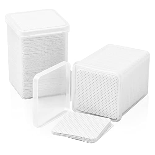 Vesaneae 400PCS Toallitas Libres de Pelusa, Cuadrado Algodón Celuloso Toallitas para Uñas, Almohadillas de Algodón de Limpieza de Uña, Toallitas para Esmalte de Uñas Cara Ojos Labios Removedor(Blanco)
