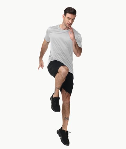 Image of 3 Pack Mens Swim Shirt Rash Guard Workout Shirts UPF 50+ Short Sleeve Fast Dry Sun Protection Lightweight Water Shirt