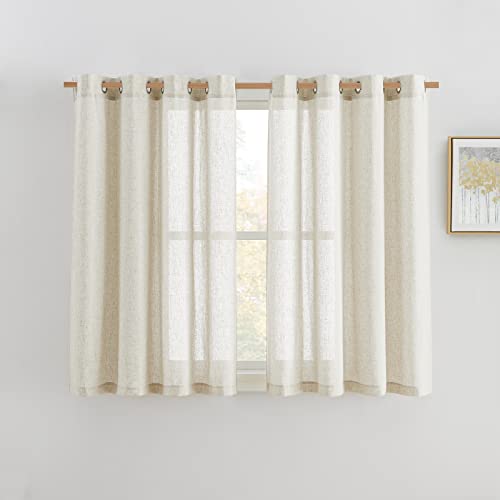 NICETOWN Door Curtain with Drawstring Tieback - Privacy French Door Shade Light Filgtering Curtain for Patio Sidelight Glass Window, W 26 x L 72 in, 1 Pc, Angora Angora 26"W x 72"L (Pack of