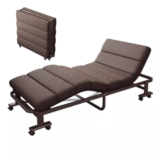 Cama Plegable con Colchon Tubo de Acero Grueso Inclinación Ajustable Cama de Invitados Plegable con Ruedas Bloqueables para Casa Oficina(190 x 100 x 35cm)