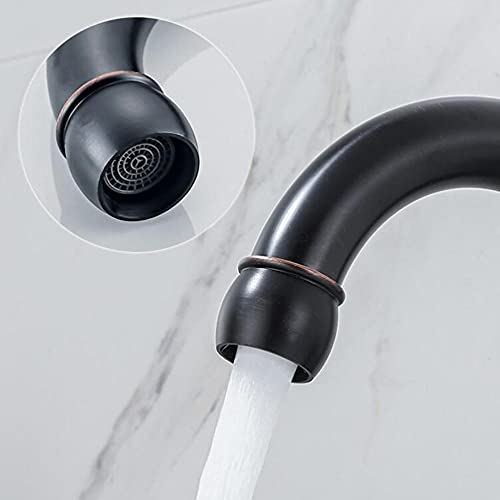 Robinet mitigeur de lavabo rétro 3 trous en laiton authentique - 2