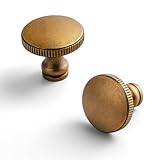 Goo-Ki 6 Pack Fluted Antique Brass Cabinet Knobs - Tapered Stem Low-Profile Design Pull Handle Tapered...