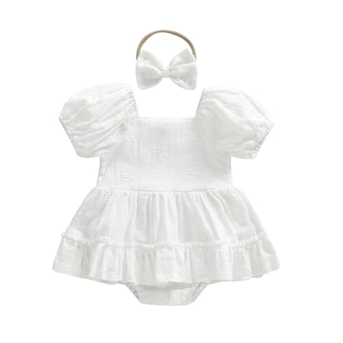 Baby Girl Summer Romper and Bow Headband Set