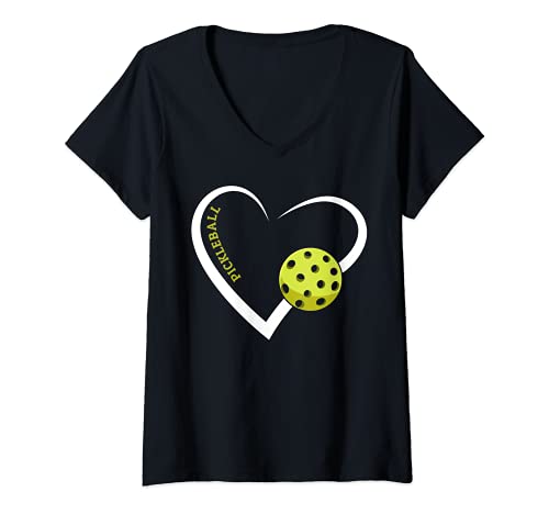 Femme Love Pickleball – Joli cadeau pour homme et femme T-Shirt avec Col en V