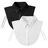 Falzqq 2 Pcs False Collar for Women Detachable Shirts Dickey Collar for Women Black White Collars Half Shirt Blouse