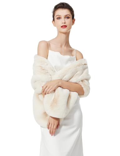 BEAUTELICATE Châle Étole en Fausse Fourrure Cape Boléro De Femme Mariage Hiver sur Robe de Soirée Mariée Cérémonie Fête Demoiselle d'honneur Grande...