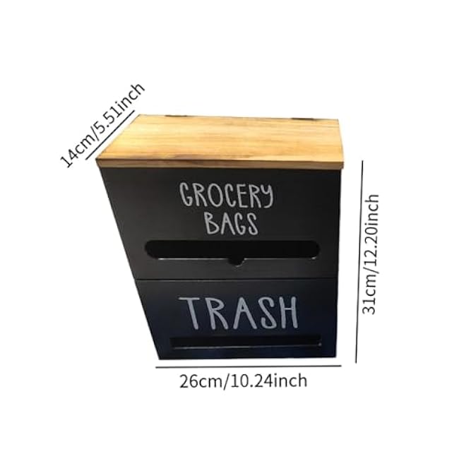 Trash Bag Holder, Garbage Bag Dispenser, Trash Bag Roll HolderSpace Saving Multiple Purpose Wall Mount Vintage for Under The Sink Countertop Organization, Black