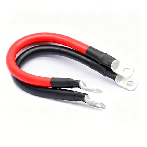 4 AWG 1FT Battery Cable Pure Copper 4AWG Battery Inverter Cables with 3/8 in Lugs Both Ends Power Inverter Wire Set for Automotive Solar Marine Boat RV Car Motorcycle Red and Black (1 FT)