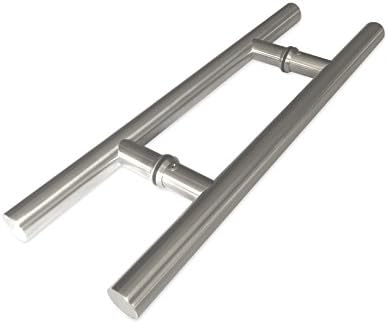 Modern & Contemporary Double-Sided Ladder Style Push-Pull Stainless Door Handle (16 inches/406mm) for Steel, Aluminum and Glass Doors, Brushed Stainless Steel Finish (16 inch, Satin Stainless Steel)