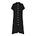 Black High Neck Dresses for Women Fall Summer Short Sleeve Graphic Long Casual Striped Dresses Women Button 2026 Clothing Fashion Country Concert S