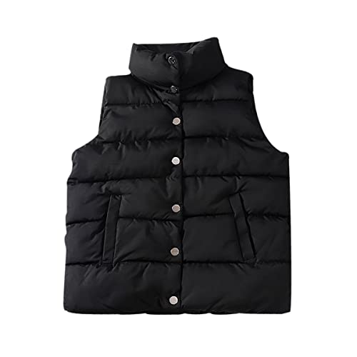 Veste d'hiver chaude noire sans manches col montant coton épais XL