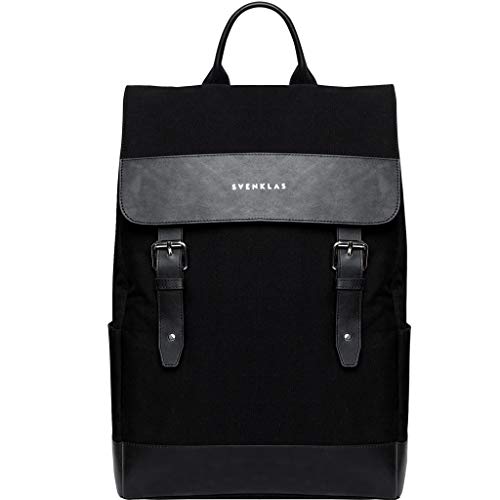 Svenklas Amber Black Backpack | 22 L Premium Designer Everyday Travel 16” Inch Laptop Leather Bag For Men and Women