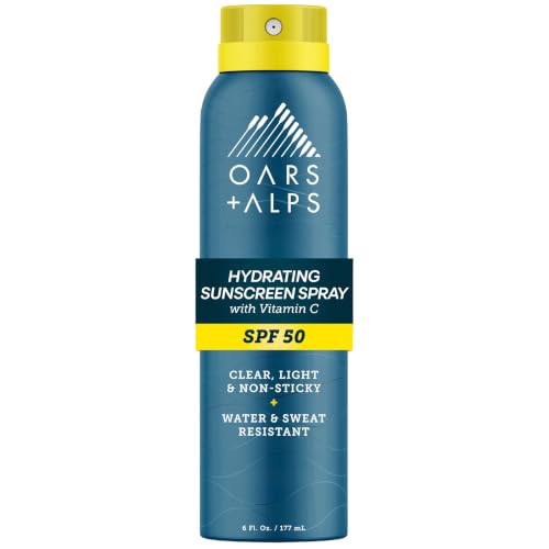 Image of Oars + Alps SPF 50 Face & Body Broad Spectrum Sunscreen Spray | Fast-Absorbing, Lightweight, Non-Greasy, Hawaii Reef Act 104 Compliant, Water-Resistant, Octinoxate + Oxybenzone Free, 6 Oz, 1 Pack