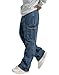 Mens Baggy Jeans for Men Women Y2k Skater Vintage Plain Pants Multiple Pockets Casual Wide Leg Loose Fit Cargo Denim Jeans Blue