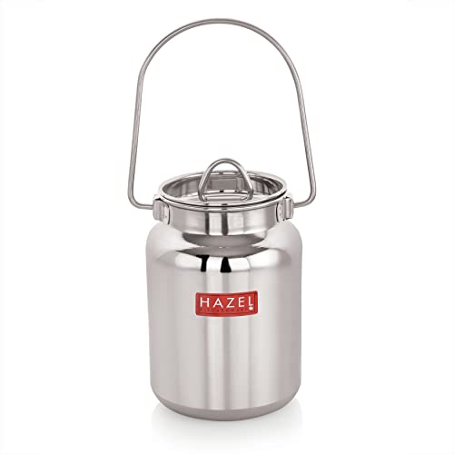 HAZEL Stainless Steel Oil Container | 1L Airtight Steel Ghee Jar with Lid | SS Storage Milk Can for Kitchen | Small Steel Container for Cooking Oil