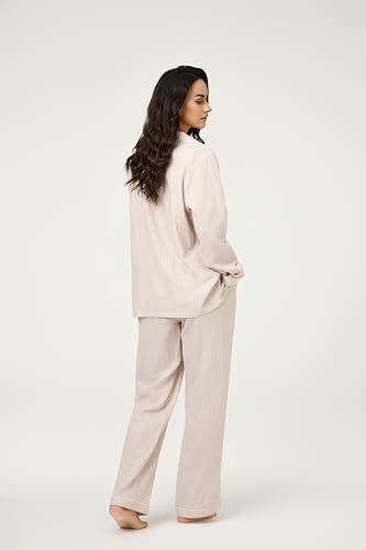 Image of BESTOUCH Womens Pajama Sets: 100% Cotton Muslin Linen Feel | Button Soft Comfy Breathable Classic Sleep Pjs 2 Piece