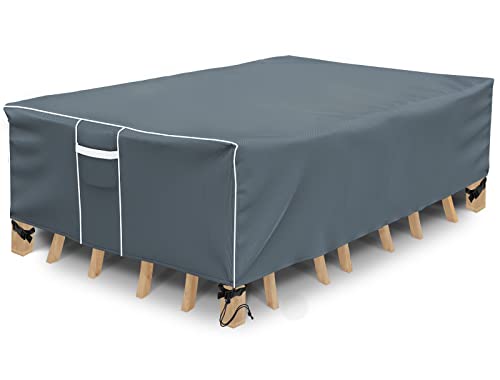 Patio Table Cover, Waterproof Outdoor Table Cover Rectangular, 500D Heavy Duty, All Weather Protection Patio Furniture Cover For Outdoor Table Set, 74" L X 47" W X 28" H -Grey #TOP5