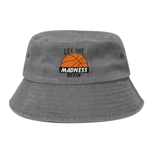 Let The Madness Begin Bucket Hat for Women Men Summer Travel Sun Hat Outdoor Cap Funny Bucket Hats Gray