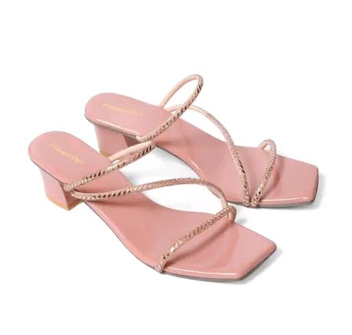 Image of Women's Fancy Patent Leather Heel Sandals - Fabulous Design|FK 813 BLACK HEEL-P